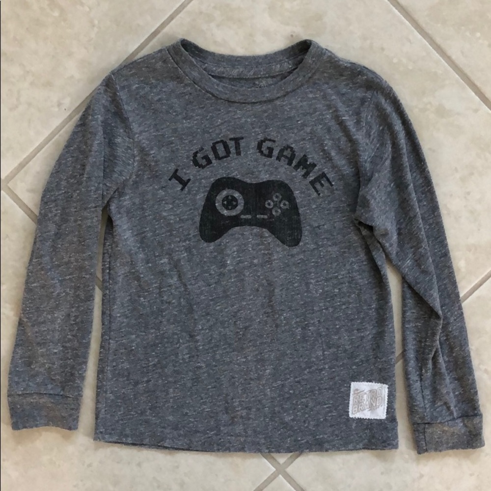 Boys Retro Brand I Got Game Grey Long Sleeve Shirt